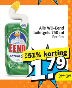  wc eend toiletreiniger 750 scjohnson hygienisch beter bereik ml fles action pine forest plastic 