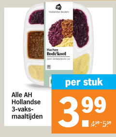  hollandse kant en klaar maaltijd 3 keuken vaks maaltijden hachee rodekool appel aardappelpuree jus stuk 3.99 