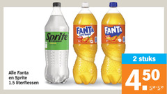  fanta sprite frisdrank 2 450 literflessen zero sugar lennon lime orange stuks 