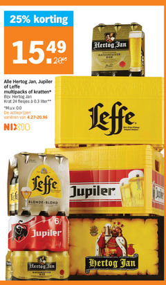  leffe jupiler hertog jan krat bier speciaalbieren blikjes 6 24 25 1549 hert traditioneel natuurzuiver guard multipacks kratten liter m.u.v 0.0 varieeren nix18 biere belge belgisch abdijbier ond king blonde blond pack puls 