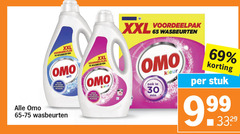  omo wasmiddel 15 30 65 69 xxl wasbeurten hygienisch schoon 65-75 wit kleur min stuk 99 