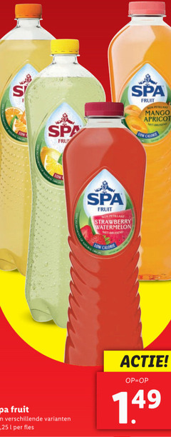  spa fruitdrank natural orion fruit strawberry watermelon bruisend calorie mango apricot 1 25 l fles 