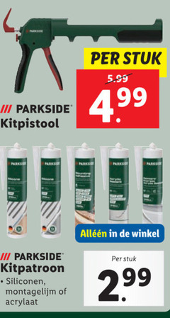  parkside iii kitpistool stuk 5.99 siliconen montagelijm acrylaat 