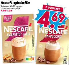  nescafe oploskoffie 2 11 100 doosjes sachets combineren new same taste amaretto latte cappuccino nutri score serveersuggestie min suggestion energie r 