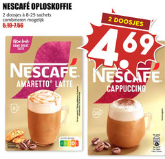  nescafe oploskoffie 2 10 210 doosjes sachets combineren new same taste amaretto latte cappuccino nutri score suggestion energie r serveersuggestie 