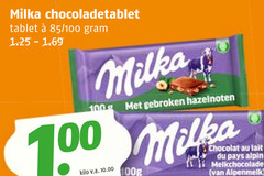  milka chocolade 100 chocoladetablet tablet gebroken hazelnoten kilo v.a. 100g chocolat lait du pays alpin melkchocolade alpenmelk 