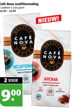  cafe nova koffie 2 100 500 mcafee snelfiltermaling pakken 90 sterkte roast bonen arabica aroma medium 