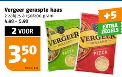  vergeer geraspte kaas 2 350 zakjes 150 200 5 zegels holland pasta pizza kilo v.a. 