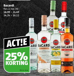  bacardi rum 25 700 fles ml spiced establecido liter v.a. 