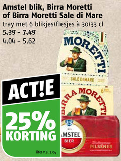  birra moretti amstel blikjes bier 6 25 blik mare tray 30 33 liter v.a. pilsener 