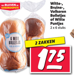  bolletjes 2 6 witte- bruine volkoren witte puntjes stuks vers zakken 