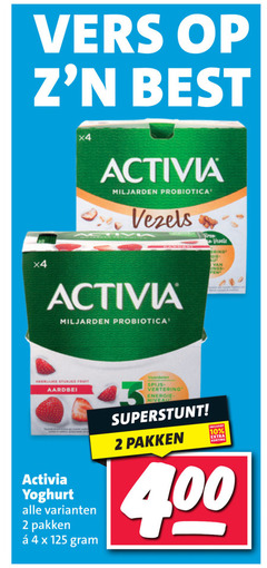  danone activia vruchtenyoghurt 2 4 10 400 vers best x4 miljarden probiotica vezels brew aardbei yoghurt pakken vertering energie niveau 