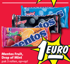  mentos snoep 3 fruit drop chewy dragees dragers mint pak rollen 