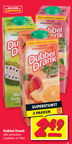  dubbeldrank fruitdrank 1 2 10 receptuur vitamineboost rijk vitamine bel fruit dubbel drank pakken liter 