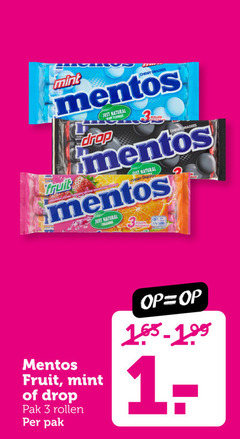  mentos snoep 1 3 mint chewy dragees fruit just natural drop rollen colours pak 