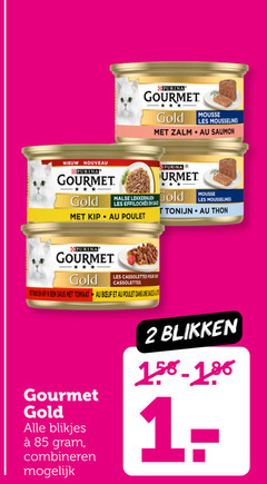  gourmet kattenvoer 2 xpurina gold mousse les zalm saumon nouveau purina malse kip poulet tonijn cassolettes pour saus tomaat b blikjes combineren blikken 