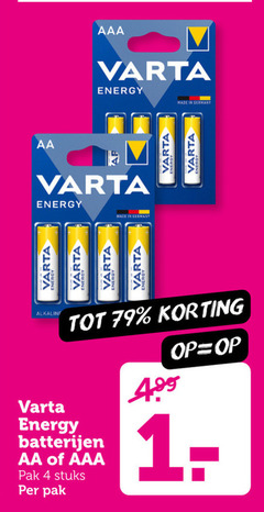  varta batterijen 4 aa aaa energy germany pak stuks 