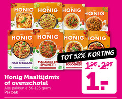  honig maaltijdmix 1867 tafel basis nasi boodschappenlijstje achterzijde macaroni spaghetti ovenschotel pakken pak bolognese 