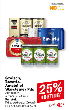  bavaria warsteiner amstel grolsch blikjes bier 6 18 25 33 1870 imported premium beer einzig brewed jaar legitimatie alcohol nix18 meesterschap pilsner zachte wet zacht pils stuk 