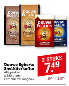  douwe egberts koffie 2 100 250 douw meester excellent rijk arabica mocca premium gold complex filtermaling aroma rood evenwichtig rond snelfilterkoffie pakken combineren stuks 