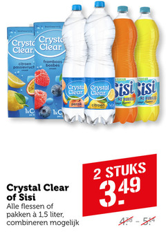  crystal clear sisi frisdrank fruitdrank 2 10 koolzuurvrij citroen smaak framboos bosbes perzik sugar co bubbles lange flavour flare flessen pakken 1 5 liter combineren stuks 