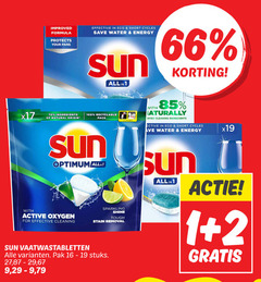  sun vaatwasmiddel 1 2 16 19 100 improved formula protects your effective eco short save water energy all ingredients recyclable natural origin pack with cleaning optimum allin active oxygen sparkling shine tough for stain removal vaatwastabletten pak stuks 27 9 