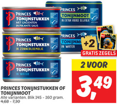  princes tonijn in blik 2 160 gecertificeerd duurzame tonijnstukken groenten pikante saus www.sc.org tonijnmoot vierge olijfolie zonnebloemolie water tonijnmoten 4 7 30 zegels 3 