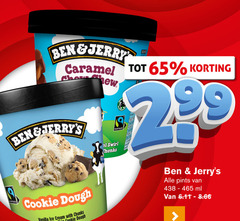  ben and jerrys ijsspecialiteit 65 jerry caramel swirl fairtrade cookie dough vanilla ice cream with chunks pints ml 