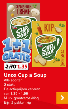  unox soep 1 2 24 99 100 champignon cup soup kip soorten stuks varieeren grootverpakking pakken 3x mok ml 