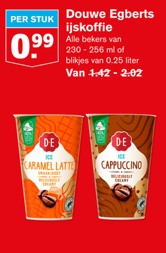  douwe egberts ijskoffie 40 99 stuk bekers ml blikjes 0.25 liter less plastic ice caramel latte creamy d.e cappuccino coffee 