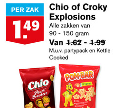  chio zoutjes 90 150 zak croky zakken partypack kettle cooked heart breakers pom bar original classic 