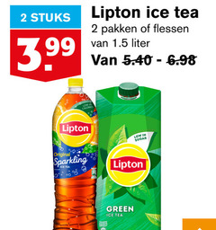  lipton ice tea 2 stuks 3.99 pakken flessen liter calories sugar original sparkling green 