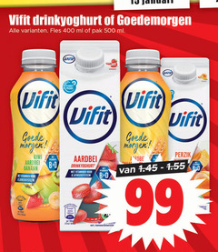  vifit drinkyoghurt 5 50 99 100 400 500 goedemorgen fles ml pak aardbei vitaminen kiwi banaan afweersysteem b energie perzik 8 vet go 