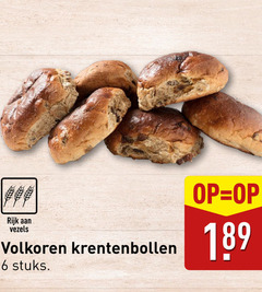  6 rijk vezels volkoren krentenbollen stuks 