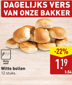  bolletjes 12 dagelijks vers bakker weinig vezels witte bollen stuks 