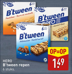  hero mueslirepen 6 65 repen barres pindakaas beurre zero melkchocolade chocolat lait suikers sans blanc stuks 