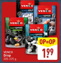  venco drop lite schoolkrijt zacht zoet droptoppers stevig alice zachte salmiak mint 