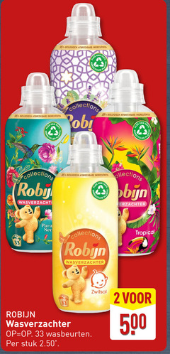  robijn wasverzachter 2 33 99 100 500 biologisch afbreekbare ingredienten fles recycled collections roby sec tropical wasbeurten stuk zwitsal 