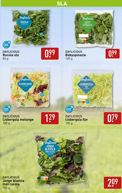  sla 100 150 209 to planet proof rucola kruidig licht pittig nutri score slamelange fris knapperig ijsbergsla melange 100g jonge bladsla zacht baby spinazie mild babyspinazie fijn ge 