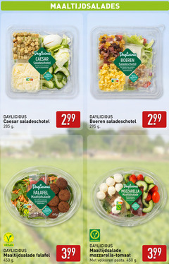  maaltijdsalade 64 450 maaltijdsalades caesar saladeschotel romaine sla ei croutons kaas caesardressing groente nutri score boeren goudse rozijnen walnoten spekjes yoghurtdressing ge label falafel volkoren couscous kikkererwten mozzarella tri vegetarian cherrytomaat pasta balsamicodressing vegetarisch tomaat 