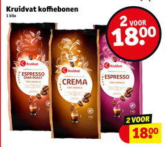  kruidvat huismerk koffiebonen 1 2 100 1800 kilo grains mcafee espresso dark roast arabica prettig corset crema intenser intense wild doux 180 