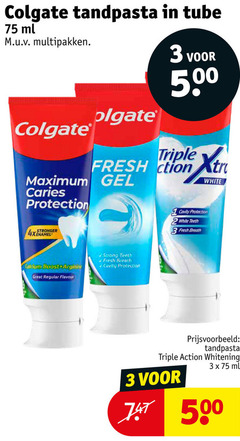  colgate tandpasta 2 3 500 tube ml multipakken triple fresh gel caries protection 4x enamel calcium boost arginine regular flavour strong breath white action whitening 