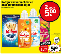  robijn wasverzachter droogtrommeldoekjes 2 20 25 33 99 100 500 825 ml stuks biologisch afbreekbare fles recycled plastic ingredienten intense droger morgenfris doekje classics passiebloem bergamot verzachter jasmijn sandelhout collection tropical 