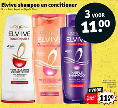  elvive shampoo conditioner 3 5 100 200 bond repair gloss paris total dream length color vive aminozuren ceramide herstelt versterkt haar plantaardige keratine castor olie herstel haarlengtes purple anti gele oranje ondertonen lang bruin blond grijs zilver care ml 