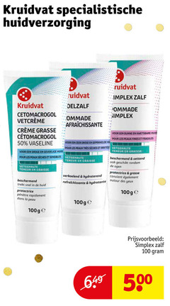  kruidvat huismerk huidverzorging 50 100 500 specialistische cetomacrogol vaseline droge gevoelige huid pour les peaux seeches sensibles vetgehalte teneur graisse protectrice rapidement la peau 100g geprikkelde trees verkoelend hydraterend hydratante zalf simplex kwetsbare finest vettend rondom ogen des yeux ge 