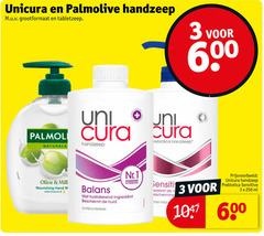  unicura palmolive handzeep 3 250 600 grootformaat tabletzeep uni cura naturals olive nourishing hand with vitamin balans nr.1 nederland hydraterend beschermt huid antibacterieel sensitive bescherming mild prebiotica ml 