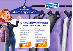  stomerij 2 trekpleister duurzaam gereinigd kleding winterklaar handomdraai reinigen colbert gilet overhemd broek rok stropdas vest trui badjas vaste lage bodywarmer jurk lange jas regenjas 1st m.u.v waterafstotend gemaakt trekpleister.nl 