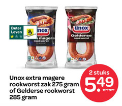  unox rookworst 2 beter leven dieren inox bescherming magere gelderse zak stuks 