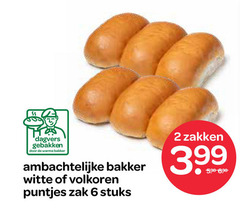  bolletjes 2 6 gebakken warme bakker ambachtelijke witte volkoren puntjes zak stuks zakken 