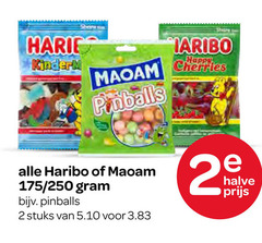  maoam haribo snoep 2 pinballs happy cherries 250 stuks halve 